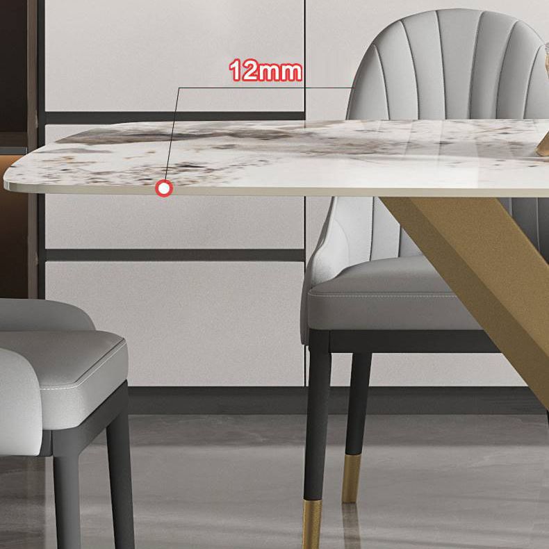 Glam Rectangle Dining Table Sintered Stone Table with Metal Leg for Home Clearhalo 'Dining Tables & Seating' 'Dining Tables' 'dining_table' 'furn' 'furn_dining_table' 'Furniture' 'Kitchen & Dining Furniture' 1200x1200_a8be7e7e-1f67-42b9-b7d9-6e6bcf639c36