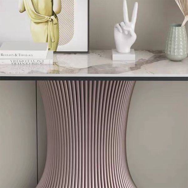 Tavolo di accento di pietra contemporanea mezza luna divano rosa console per sala