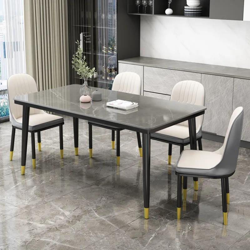 Modern White Marble Counter Table Rectangle Dining Table for Kitchen Clearhalo 'Dining Tables & Seating' 'Dining Tables' 'dining_table' 'furn' 'furn_dining_table' 'Furniture' 'Kitchen & Dining Furniture' 1200x1200_a8bf140e-b09d-43e4-9b62-0871949c98c0