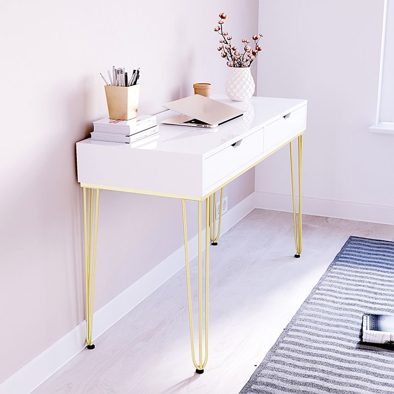 15 "Wide Glam Writing Desk rechthoekig wit houten bureau