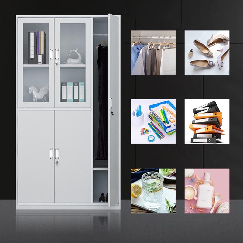 Modern White Storage Cabinet with Hinged Door Metal Cabinet for Bathroom Clearhalo 'Armoires & Wardrobes' 'armoires_wardrobes' 'Bedroom Furniture' 'furn' 'furn_armoires_wardrobes' 'Furniture' 1200x1200_a8bf9eee-8188-4514-8173-4207e03c6ee8