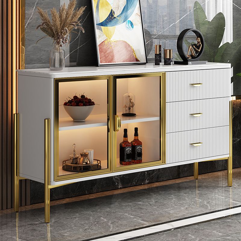 Buffet de restauration glamour avec tiroirs en bois et serveur de restauration en bois d'ingénierie