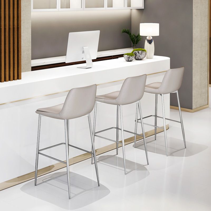 Indoor Faux Leather Bar Chair Contemporary Metal Legs Bar Stools Clearhalo 'Bar Furniture' 'Bar Stools' 'bar_stools' 'furn' 'furn_bar_stools' 'Furniture' 'Kitchen & Dining Furniture' 1200x1200_a8c306f3-ab1a-4d51-afe3-76eccd3b28b2