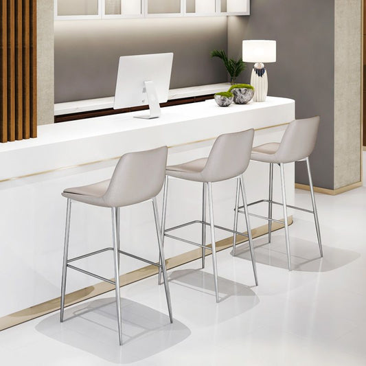 Indoor Faux Leather Bar Chair Contemporary Metal Legs Bar Stools