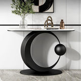 Halbmond zeitgenössischer Konsolen Akzenttisch Antikes Finish -Konsole -Sofa Tisch in Stein