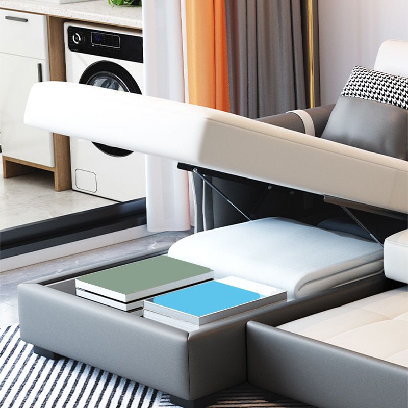 Mitte des Jahrhunderts modernes enge Rückensofa Faux Leder Quadratarmsofa