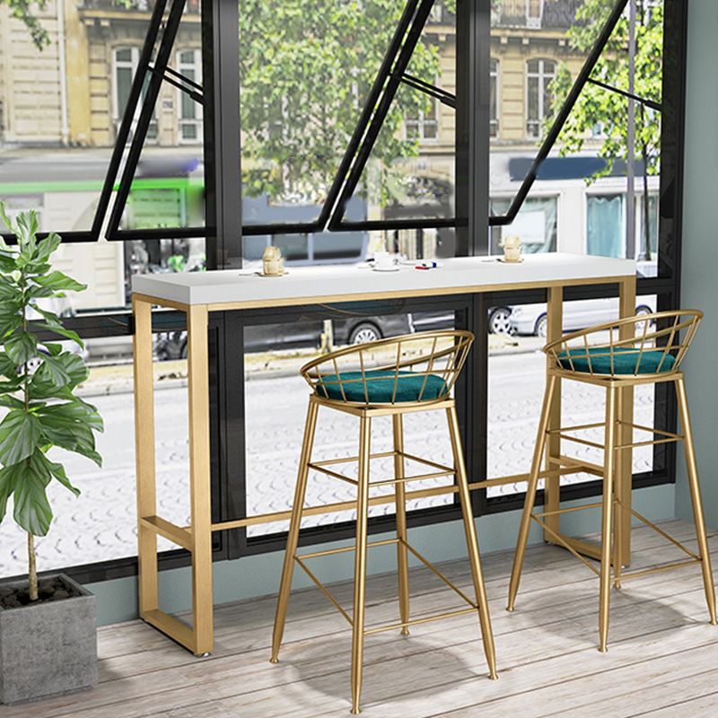 Glam Bar-height Table Solid Wood Top Pub Table with Gold Metal Base Clearhalo 'Bar Furniture' 'Bar Tables' 'bar_tables' 'furn' 'furn_bar_tables' 'Furniture' 'Kitchen & Dining Furniture' 1200x1200_a8c914a2-a5cd-4c18-89e3-5bc39ba30afb
