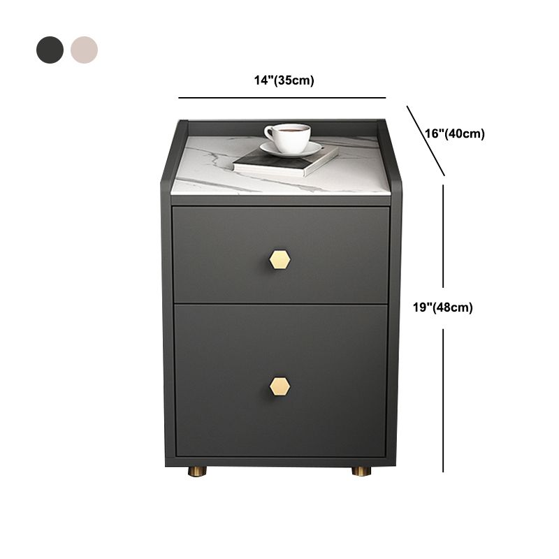 Glam Stone Top Bed Nightstand 2-Drawer Imitation Wood Legs Included Night Table Clearhalo 'Bedroom Furniture' 'furn' 'furn_night_stand' 'Furniture' 'night_stand' 'Nightstands' 1200x1200_a8c9f45a-1a67-43a4-bc43-20854bc2a374