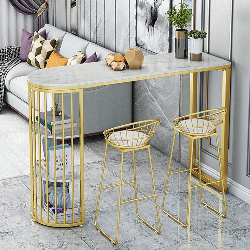 Stone Bar Dining Table Glam Style Rectangle Bar Table with Double Pedestal for Dining Room Clearhalo 'Bar Furniture' 'Bar Tables' 'bar_tables' 'furn' 'furn_bar_tables' 'Furniture' 'Kitchen & Dining Furniture' 1200x1200_a8cbec08-5ae5-48e6-8ece-26ca0dc3167f