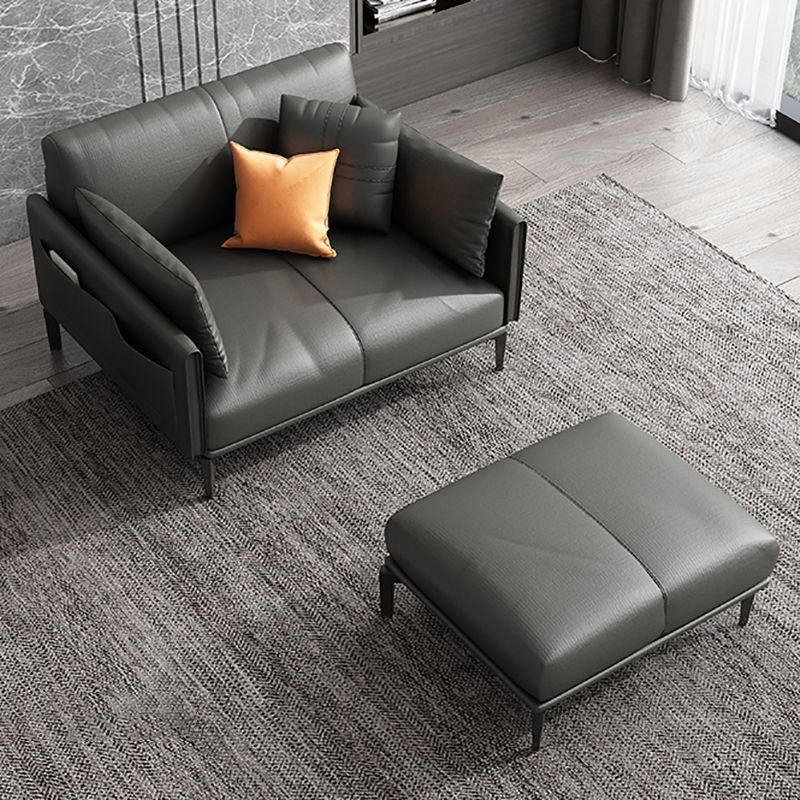 Gray Leather Sofa with Four Legs Contemporary Living Room Seating Clearhalo 'furn' 'furn_sofas' 'Furniture' 'Living Room Furniture' 'Sofa' 'sofas' 1200x1200_a8cc9b8e-dc1d-4c6d-a80b-3a4d9998a8ea