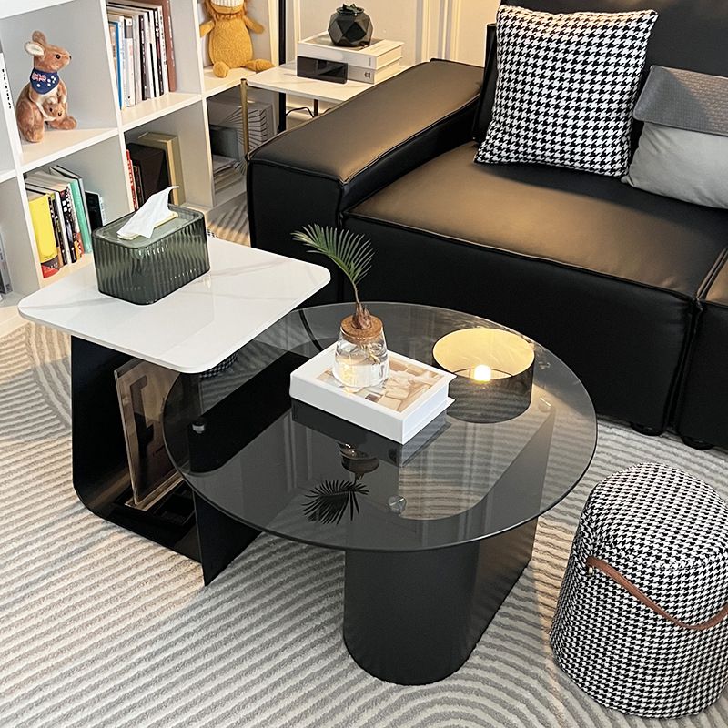 Ensemble de table basse sur pied en verre de table basse ronde moderne