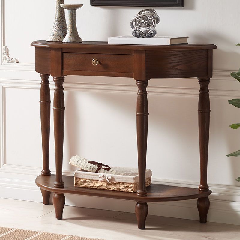 ゴム製ウッドコンソール表12 "wホールのためのミッドセンチュリーモダンハーフムーンアクセントテーブル