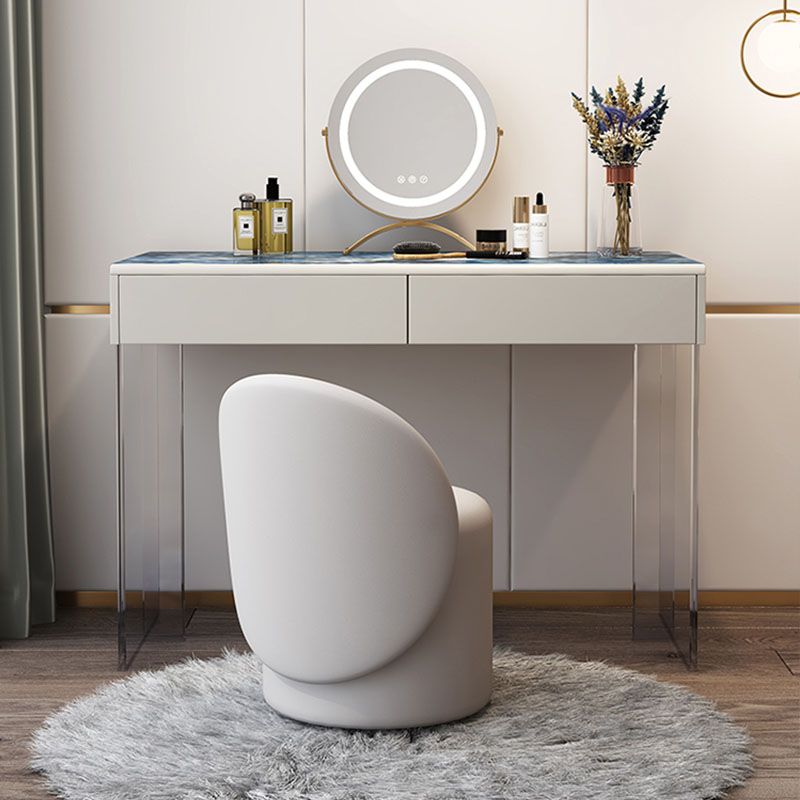 Contemporary 2-Drawer Vanity Dressing Table Slate Top Make-up Vanity