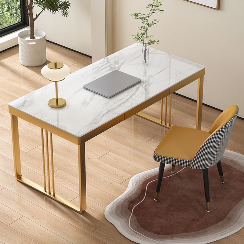Glam Stone Writing Desk Rechthoekige kantoorbureau met metalen benen