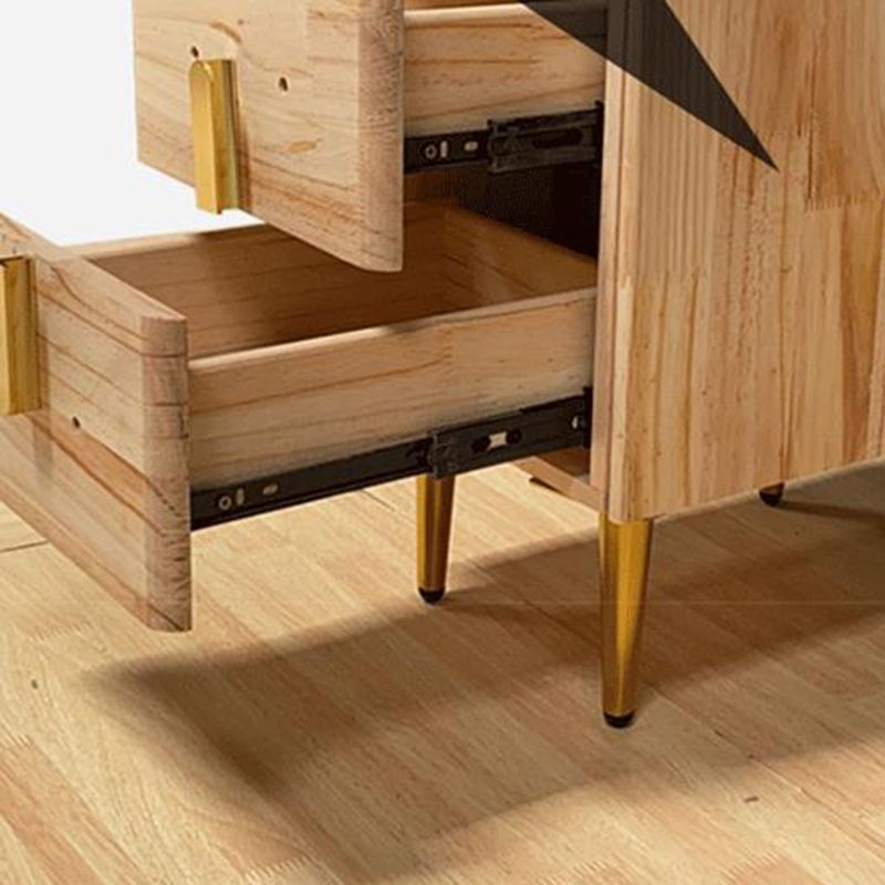 2 tiroirs en bois massif mères modernes des jambes comprenant une table de nuit, 19,7 "de haut