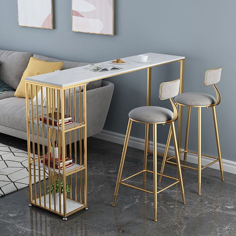 Glam Style Rectangle Counter Table Marble Top 42-inch Height Table for Living Room Clearhalo 'Bar Furniture' 'Bar Tables' 'bar_tables' 'furn' 'furn_bar_tables' 'Furniture' 'furniture_bar_tables' 'Kitchen & Dining Furniture' 'kitchen&dining_furn' 'kitchen' 1200x1200_a8d22362-da53-4006-add7-0741c3a0305d