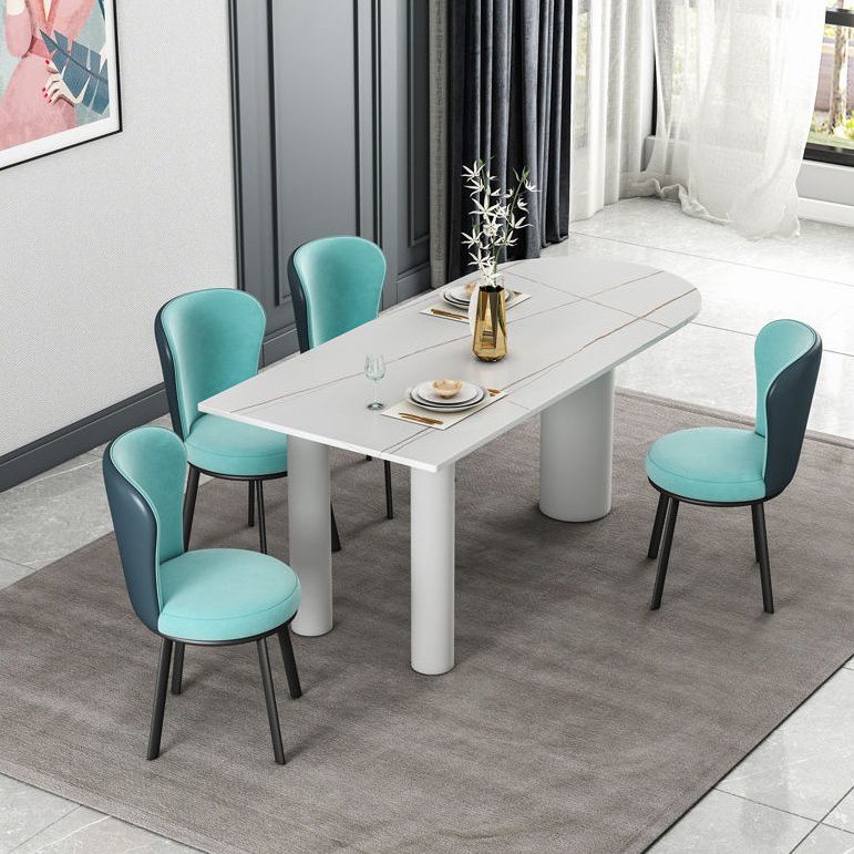 White Dining Table Contemporary Style Dinette Table for Home Kitchen Clearhalo 'Dining Tables & Seating' 'Dining Tables' 'dining_table' 'furn' 'furn_dining_table' 'Furniture' 'Kitchen & Dining Furniture' 1200x1200_a8d2237f-7b85-444c-a03c-0a88a2417e87