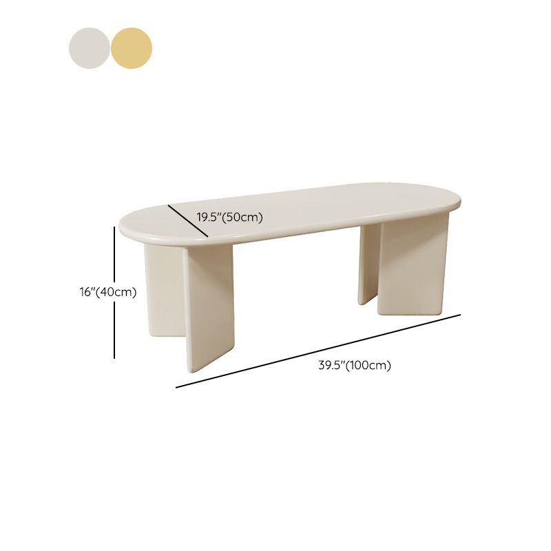 Tavolino da caffè ovale moderno in legno con 4 gambe in bianco/giallo