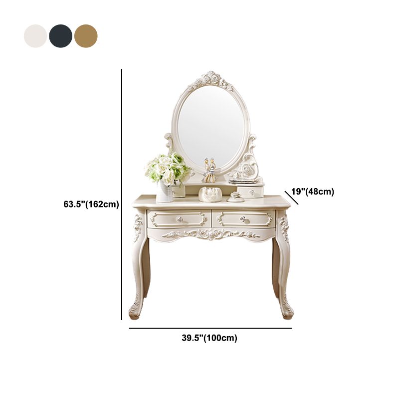 4 Drawers White/Blak/ /Golden MakeupTable Stool Set, 18.89" W x 63.77" H Clearhalo 'Bedroom Furniture' 'furn' 'furn_makeup_vanities' 'Furniture' 'Makeup Vanities' 'makeup_vanities' 1200x1200_a8d2ca03-49c4-435a-96f6-0d4d87b2fc34