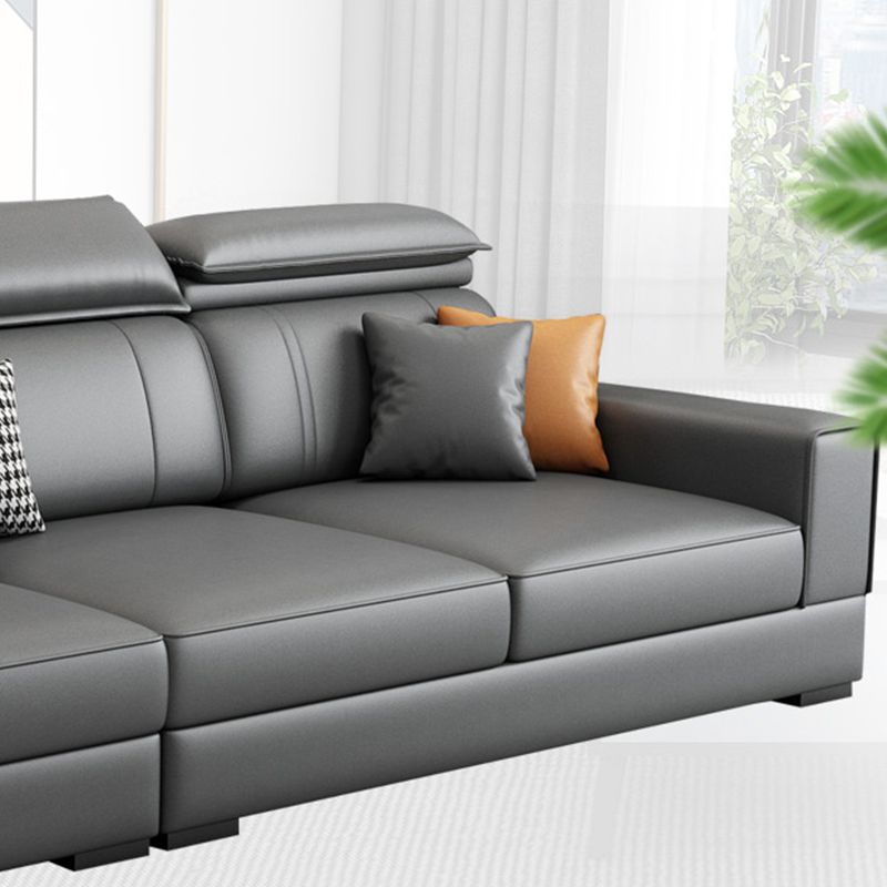 Nordic Cushions Recessed Arm Faux Leather Stationary with Storage Seating