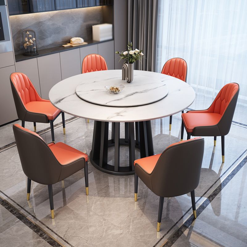 Contemporary Round Stone Table Standard Height Dining Table with Pedestal Base Clearhalo 'Dining Tables & Seating' 'Dining Tables' 'dining_table' 'furn' 'furn_dining_table' 'Furniture' 'furniture_dining_table' 'Kitchen & Dining Furniture' 'kitchen' 'kitchen_dining_table' 1200x1200_a8d33c83-e959-44cb-980a-b3b46a740df4