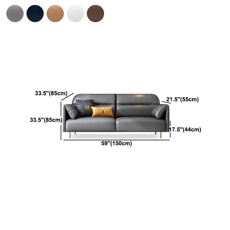 Glam Sewn Pillow Back Standard Pillow Top Arm Living Room Leather Sofa