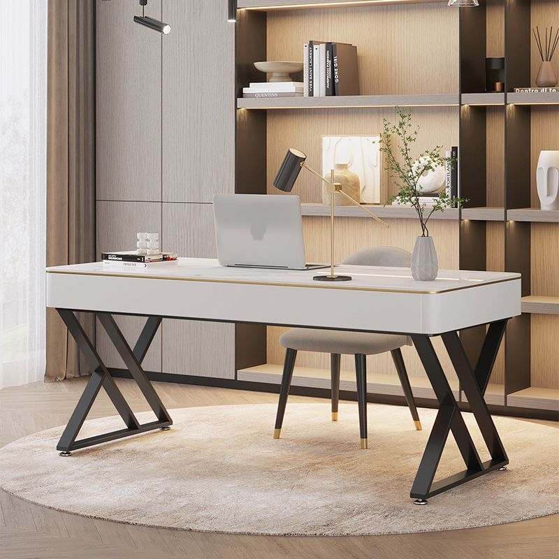 Distanta da ufficio in pietra sinterizzato glam 29.52 H scrivania bianca per casa