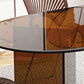 Glass Dining table Modern Oval Dining Table with Double Pedestal