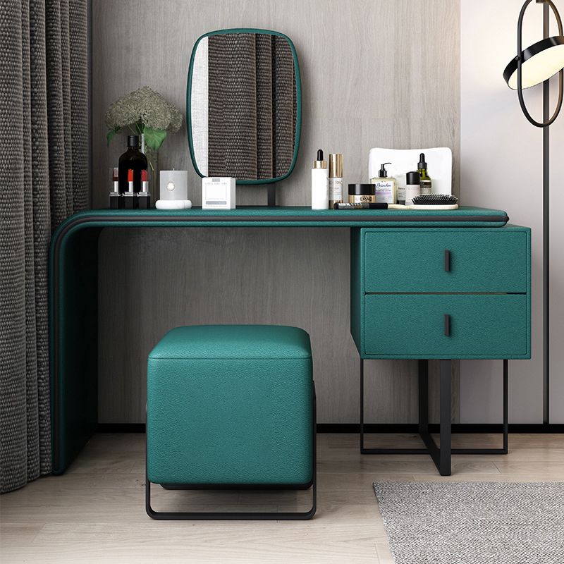 Vanity Mirrored Faux Leather Makeup Dressing Table Stool Set, 28.74" Clearhalo 'Bedroom Furniture' 'furn' 'furn_makeup_vanities' 'Furniture' 'Makeup Vanities' 'makeup_vanities' 1200x1200_a8d5a2dc-a993-4227-ad6d-d685f131cfab