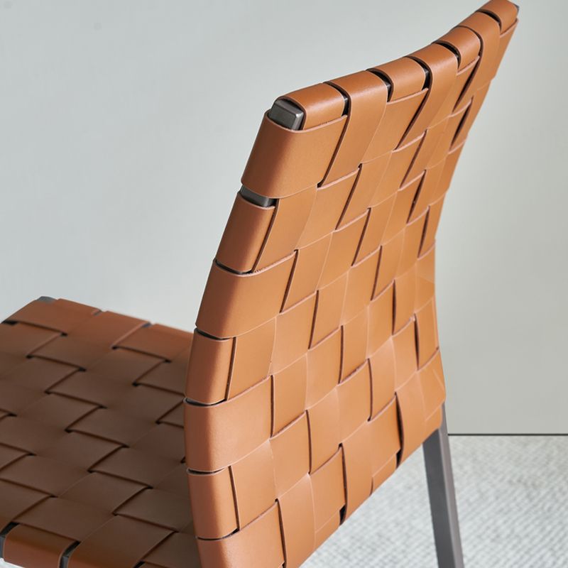 Sillas de comedor de cocina de cuero sintética sillas de comedor sin brazos con patas de metal