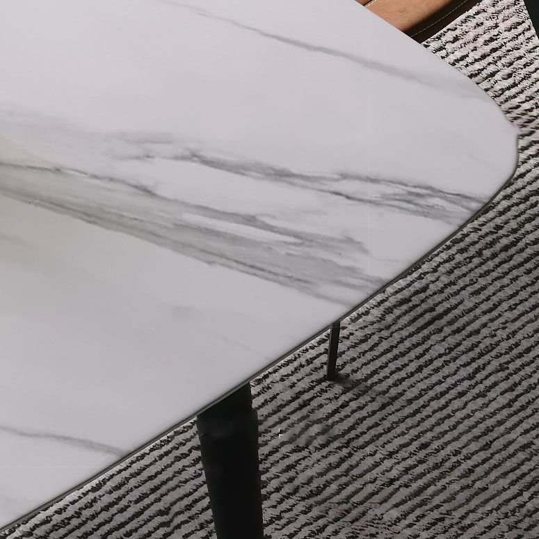 Black Metal Frame Industrial Rectangle Dining Table Sintered Stone Table for Dining Room Clearhalo 'Dining Tables & Seating' 'Dining Tables' 'dining_table' 'furn' 'furn_dining_table' 'Furniture' 'Kitchen & Dining Furniture' 1200x1200_a8d8f7f1-3085-4c4b-92d4-0bf8df199581