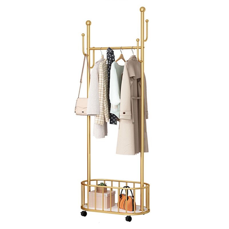 Glam Hall Stand Metal Shelving Hooks Included Free Standing Entry Hall Tree Clearhalo 'Entry & Mudroom Furniture' 'furn' 'furn_hall_tree_coat_racks' 'Furniture' 'Hall Trees & Coat Racks' 'hall_tree_coat_racks' 1200x1200_a8d8fa52-af3e-4377-8c14-093352b27b53