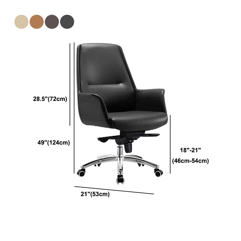 Faux Leather Arm Desk Chair Modern Swivel Working Chair with Wheels Clearhalo 'furn' 'furn_office_chair' 'Furniture' 'furniture_office_chair' 'Office Chairs' 'Office Furniture' 'office_chair' 1200x1200_a8d926b8-0201-4447-8128-36c83def86e4