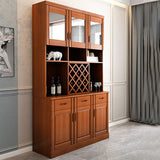 Porte moderne di vetro da sala da pranzo a buffet in legno di gomma con cassetti per soggiorno