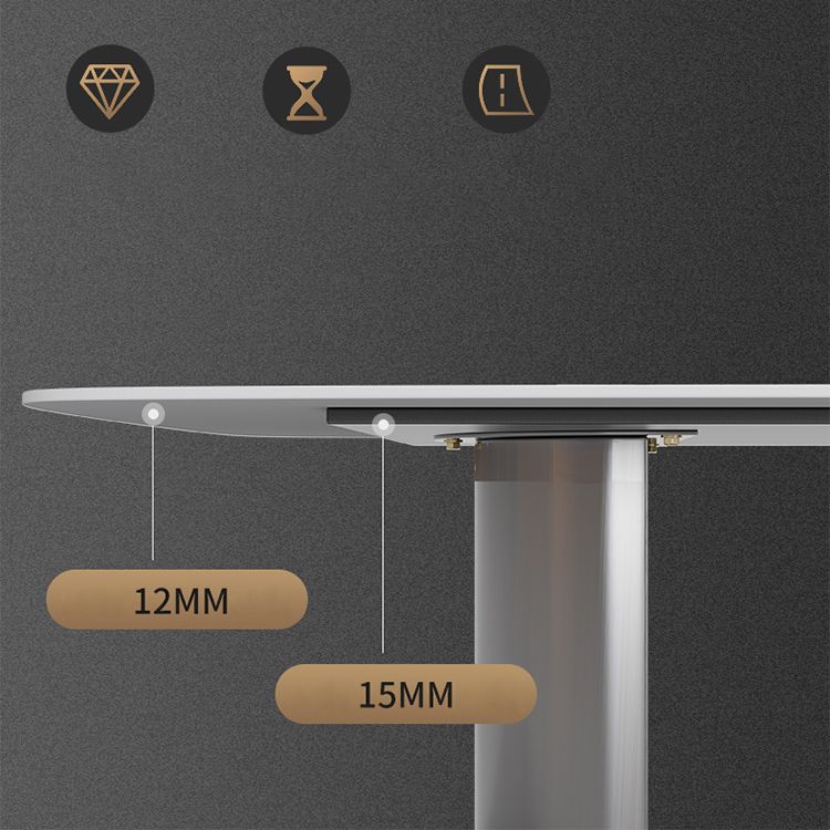 Juego de comedor de piedra sinterizada, mesa rectangular moderna y sillas tapizadas
