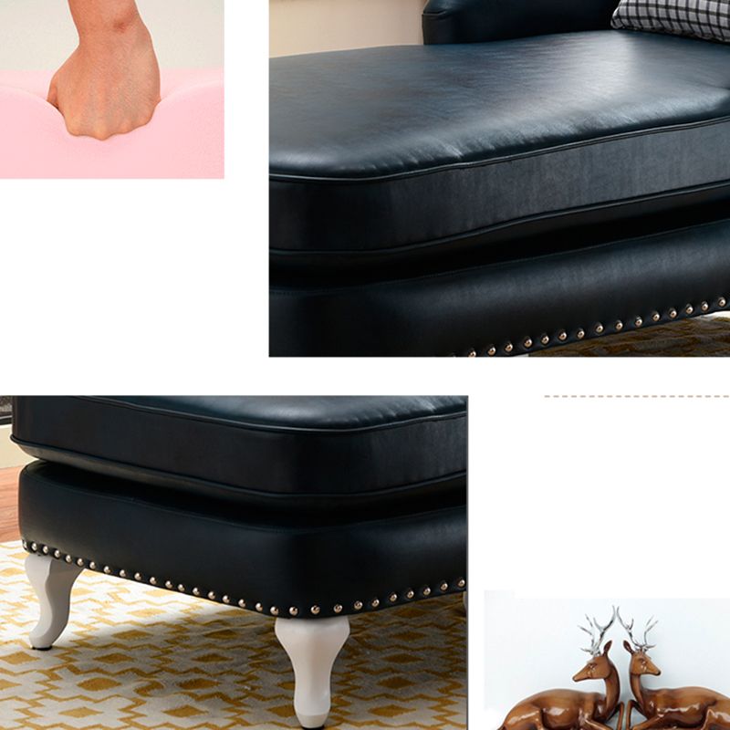 Traditional Two Arm Chaise Round Arms Accent Chair for Living Room