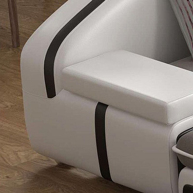 L-Shape Fabric Square Arm Sofa and Chaise Slipcovered Sectional with Pillow Back Clearhalo 'furn' 'furn_sectionals' 'Furniture' 'furniture_sectionals' 'Living Room Furniture' 'Sectionals' 1200x1200_a8dc3bd3-a58b-4a3a-9424-ddafe47d74cf