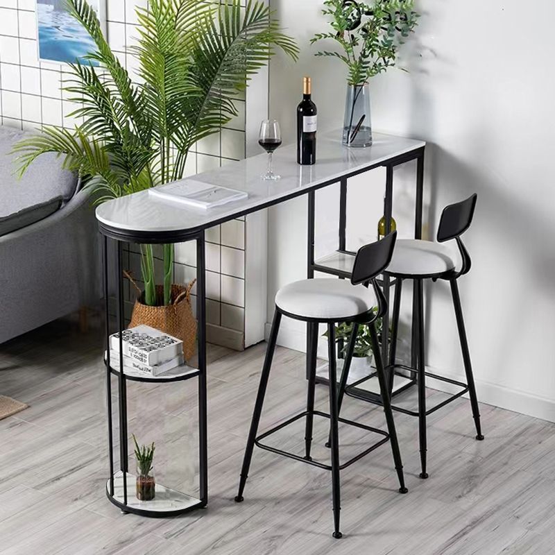 Indoor Metal Cocktail Bar Table Modern Double Pedestal Pub Height Dining Table Clearhalo 'Bar Furniture' 'Bar Tables' 'bar_tables' 'furn' 'furn_bar_tables' 'Furniture' 'furniture_bar_tables' 'Kitchen & Dining Furniture' 1200x1200_a8dc597b-b88f-4178-bbad-d60d1177663c