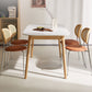 Table rectangulaire de style moderne en pierre frittée avec pieds en bois pour la maison