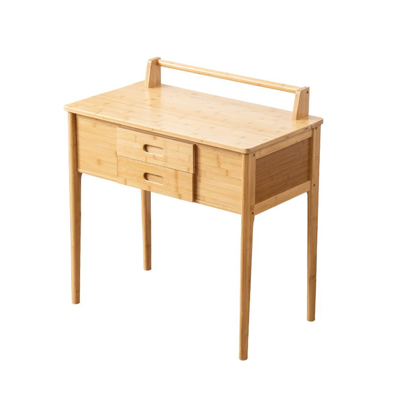 Natural Make-up Eitelkeit Bambus Flip-Top-Schminktisch mit 2 Lagerschubladen