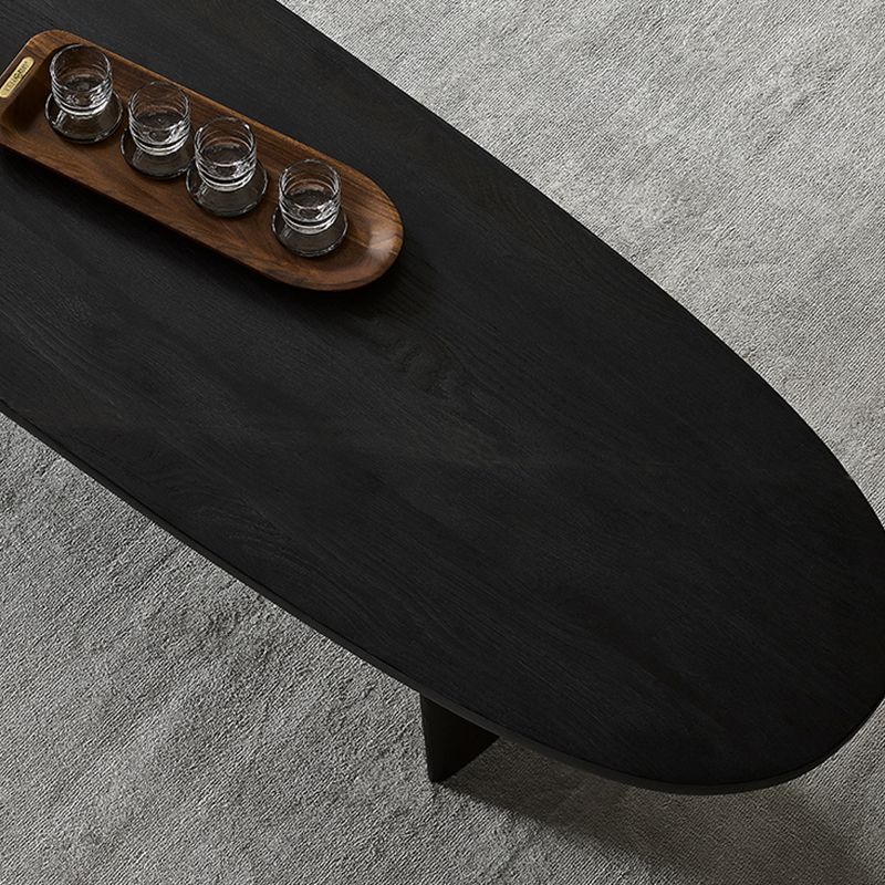 Solid Wood Single Coffee Table Modern Oval Cocktail Table with 2 Legs