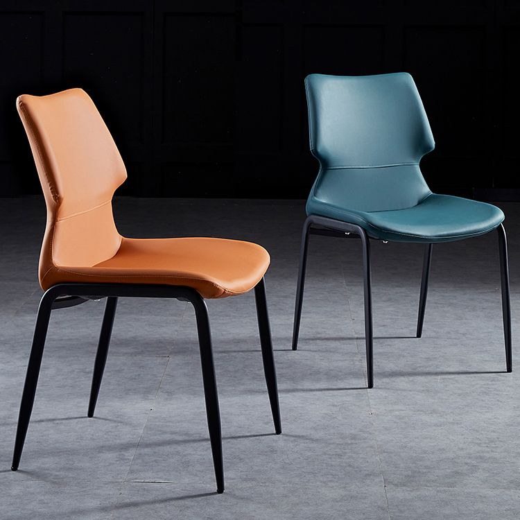 Contemporary Style Leather Dining Chairs Kitchen Armless Chairs with Metal Legs Clearhalo ' kitchen&dining_furn' 'Dining Chairs' 'Dining Tables & Seating' 'dining_chair' 'furn' 'furn_dining_chair' 'Furniture' 'furniture_dining_chair' 'Kitchen & Dining Furniture' 'kitchen' 1200x1200_a8e2003c-23ba-4c3f-abd4-8ff42cfac2e0