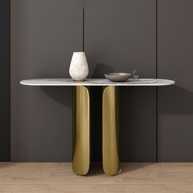 Mesa de acento de consola ovalada glamorosa con soporte de acero inoxidable para Hall