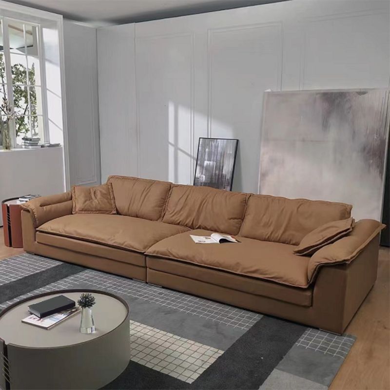 Divano top cuscino marrone e chaise in pelle finta divano posteriore sciolto - 30,7 "h