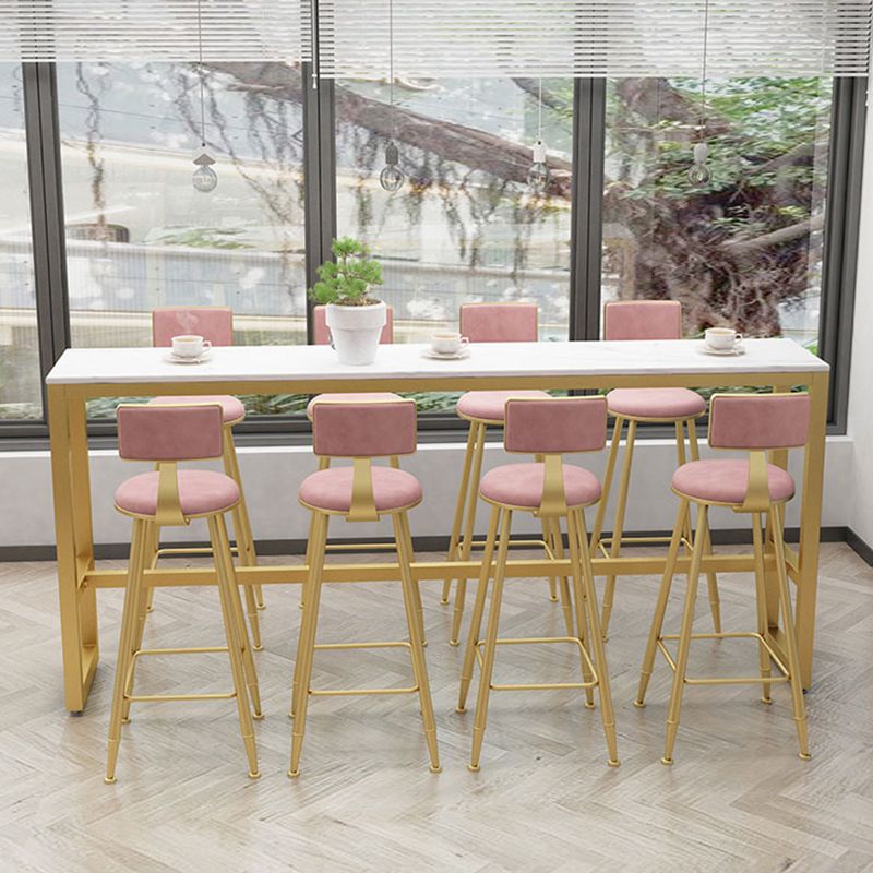Mesa moderna con altura de barra, mesa de bar tipo bistró con tapa de mármol sintético y base de metal