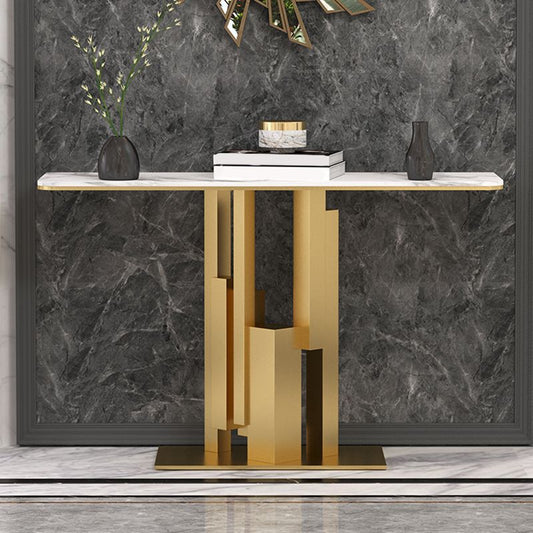 Mesa de consola de piedra rectangular glamorosa - 11.81 "W x 31.50" Hable de consola H
