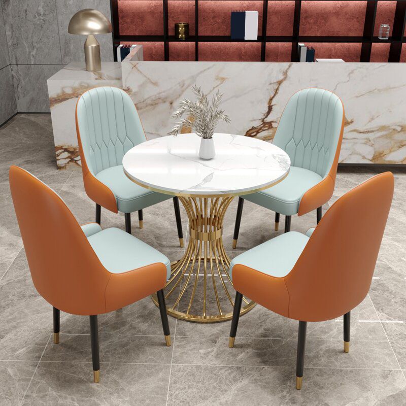 Polished Finish Stone Top Table Modern Style Round Dining Table Clearhalo 'Dining Tables & Seating' 'Dining Tables' 'dining_table' 'furn' 'furn_dining_table' 'Furniture' 'Kitchen & Dining Furniture' 1200x1200_a8ed7178-8a99-41fa-9571-836b88b46404