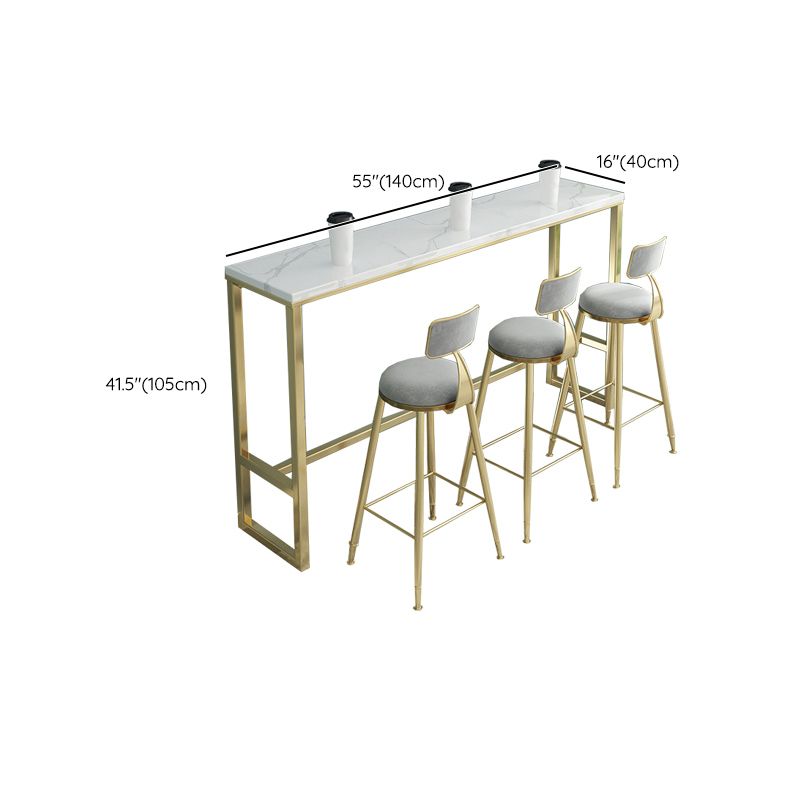 Glam – Table de comptoir de bar rectangulaire en Faux marbre, avec pieds en métal, pour cuisine