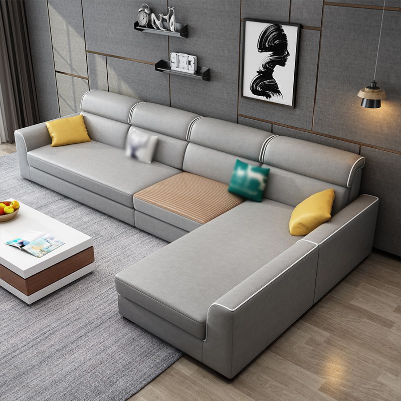 125.98"D x 70.87"W x 25.43"H Fabric Tuxedo Arm Sectional Sofa with Slipcovered Clearhalo 'furn' 'furn_sectionals' 'Furniture' 'furniture_sectionals' 'Living Room Furniture' 'Sectionals' 1200x1200_a8ef10b0-6953-4eef-846b-10c5142f43ac