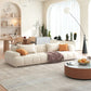 Scandinavian Fabric Stationary Sofa Recessed Arm Sofa with Pillows